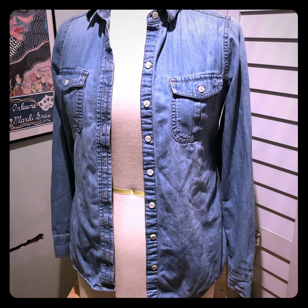 Denim button down blouse